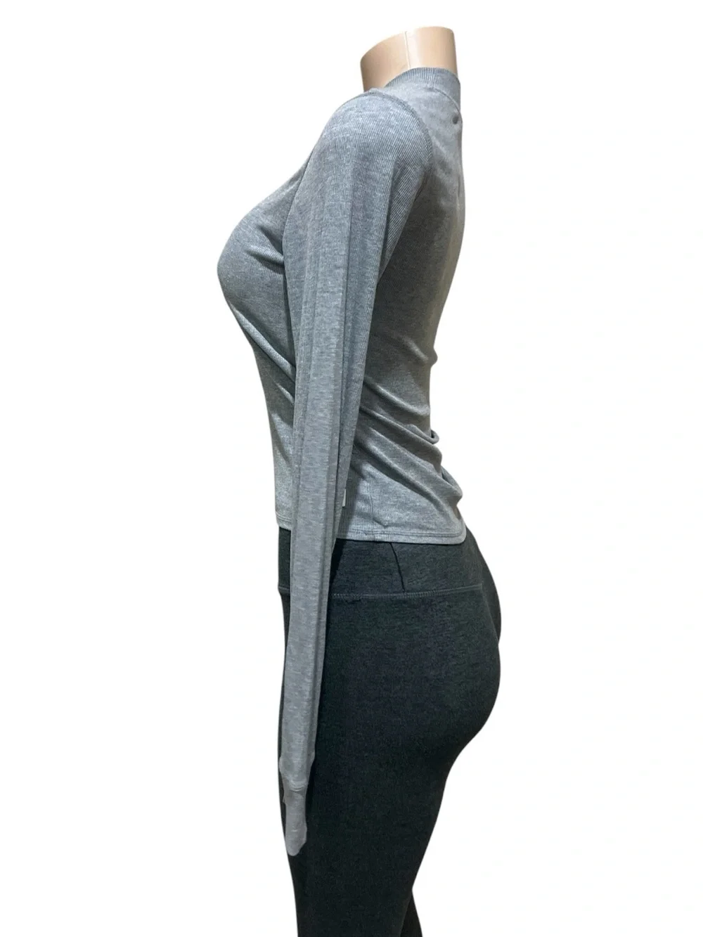 Vuori Women's Light Heather Gray Long Sleeve Mock Neck - Picture 3 of 6